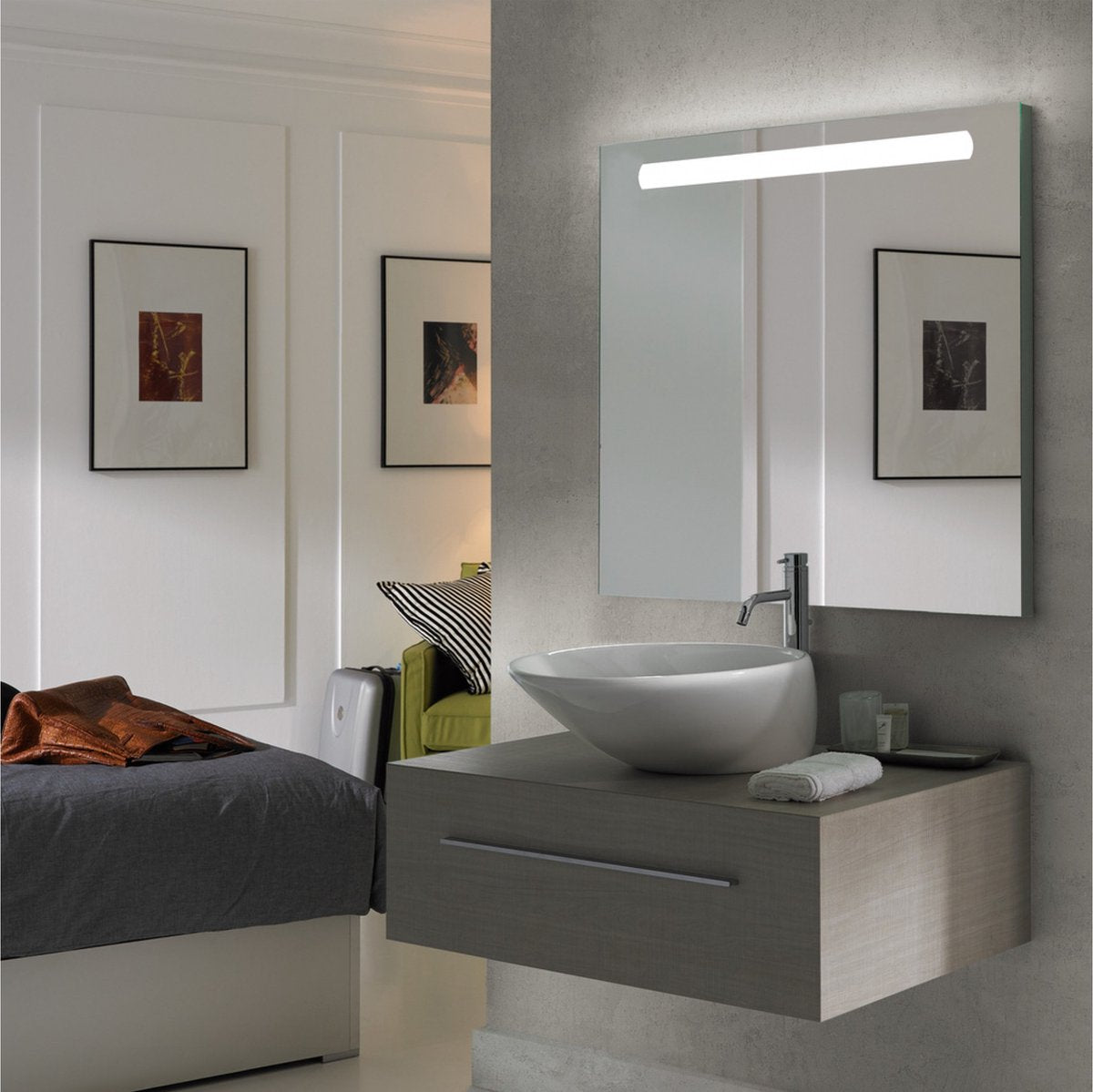 Eleganca Miroir de salle de bain sans condensation avec éclairage LED 60x70cm