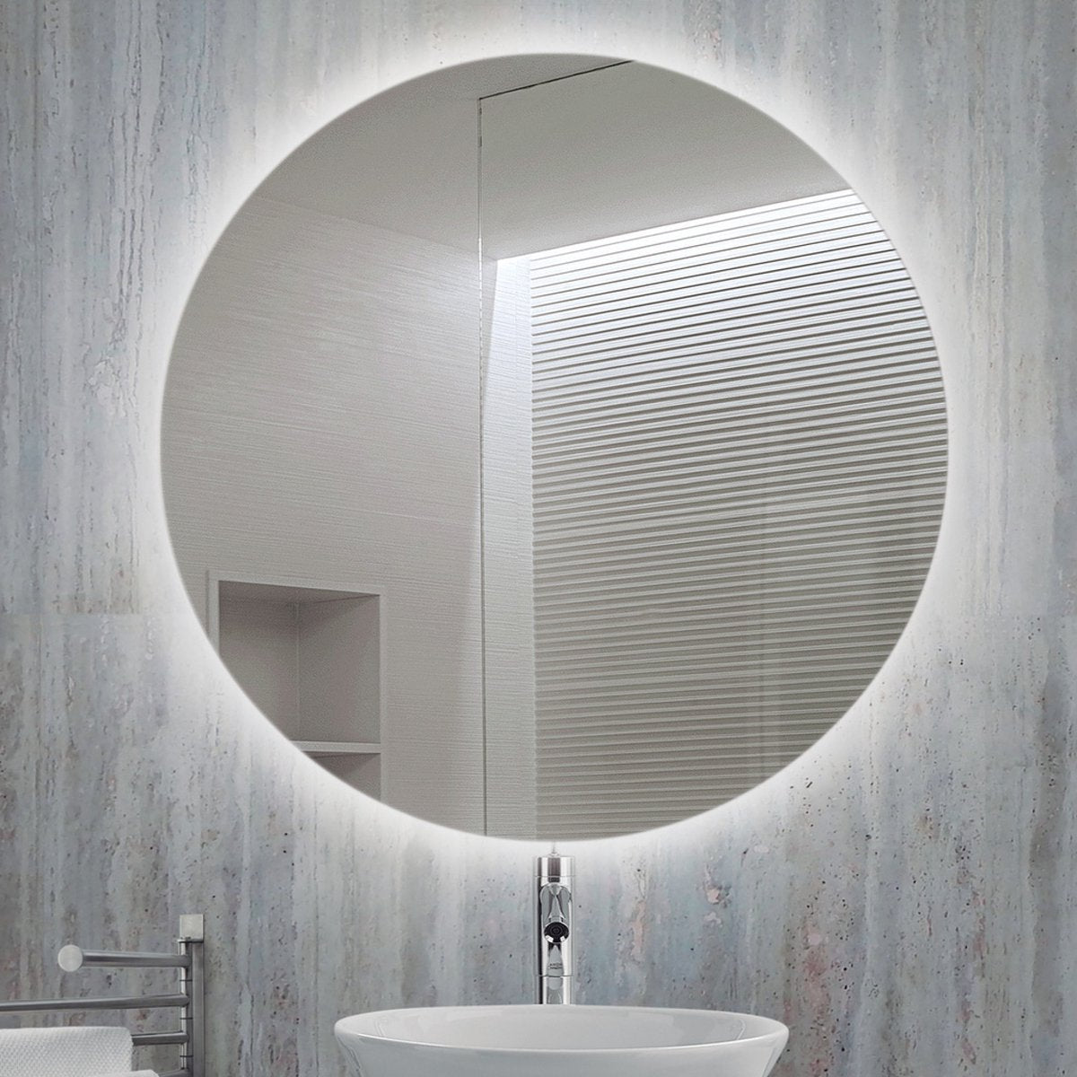 Eleganca Miroir de salle de bain rond sans condensation Ø60cm avec éclairage LED
