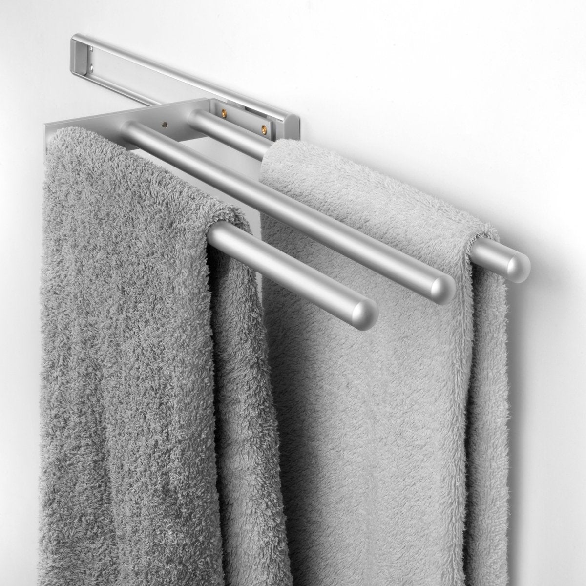 Eleganca Uittrekbaar aluminium handdoekrek 3 armen 44cm Zilver