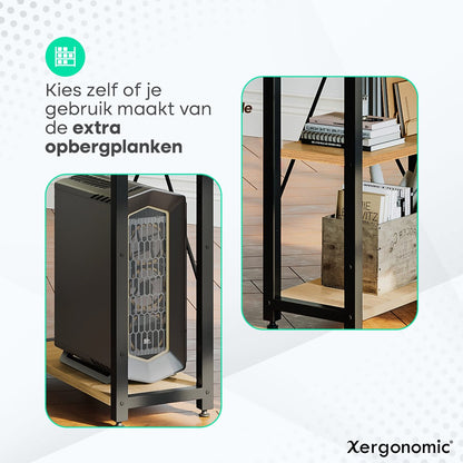 Xergonomic® Industrial desk with shelves