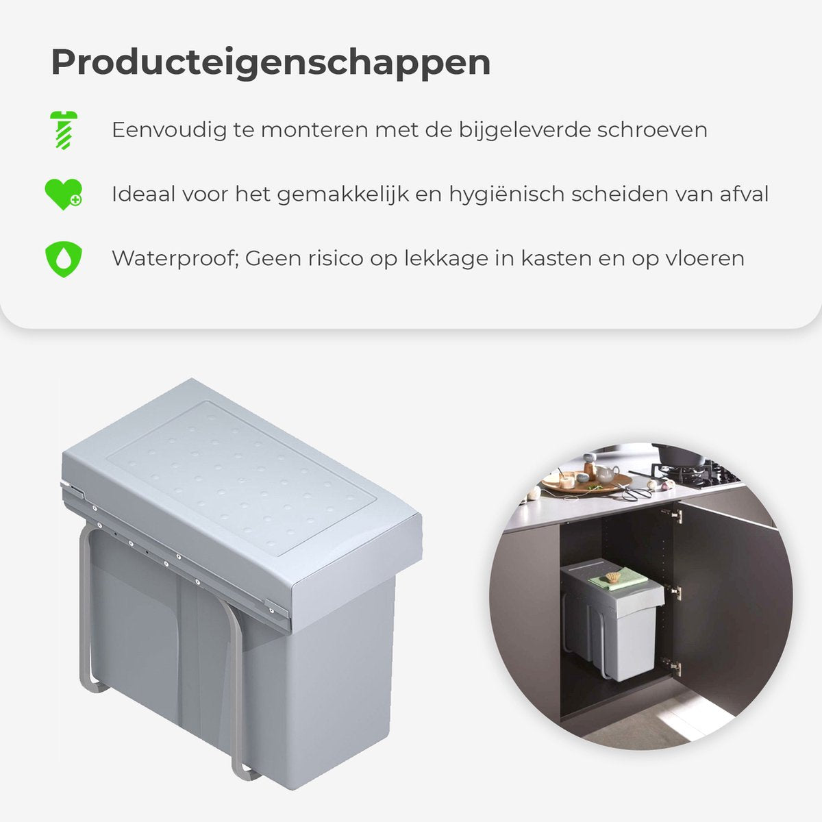 Eleganca Inbouw prullenbak 40 Liter