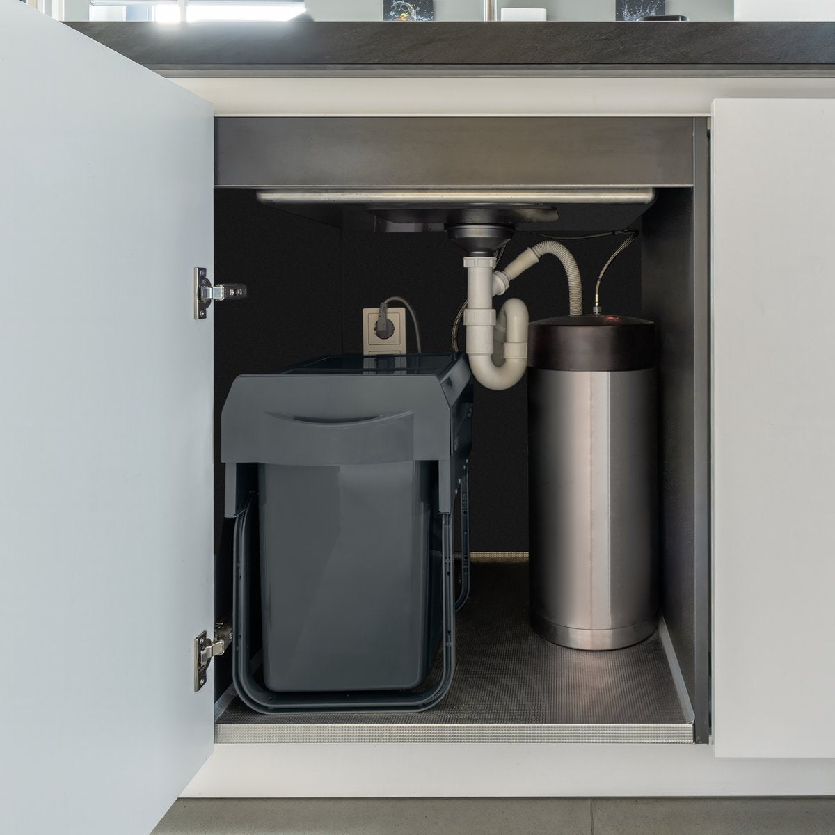 Eleganca Inbouw prullenbak - Inbouw afvalemmer - Inbouw afvalbak - Inbouw vuilnisbak - 20 Liter - Antraciet B26 x D37 x H41 cm
