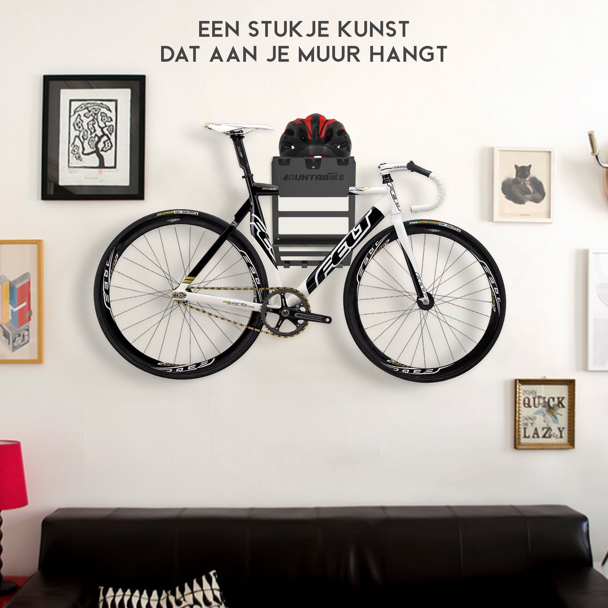 Mountabike WAVE Fiets muurbeugel Inclusief haken voor fiets accessoires Zwart