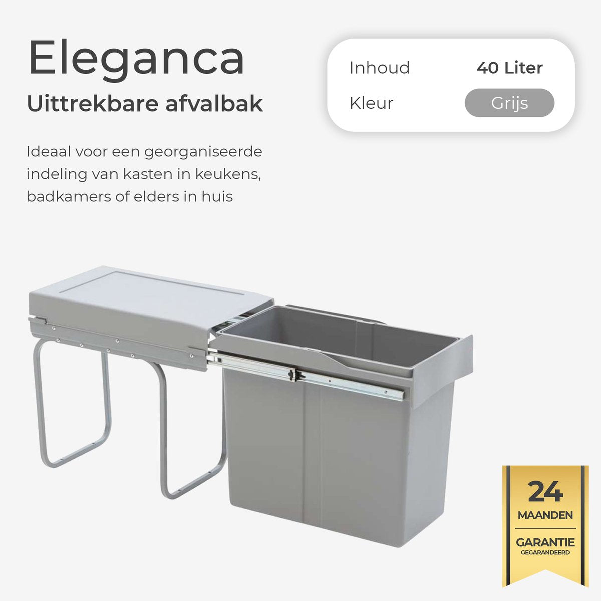 Eleganca Inbouw prullenbak 40 Liter