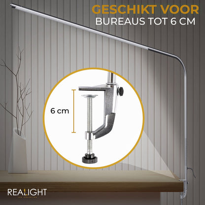 Realight LED Bureaulamp met klem Zilver