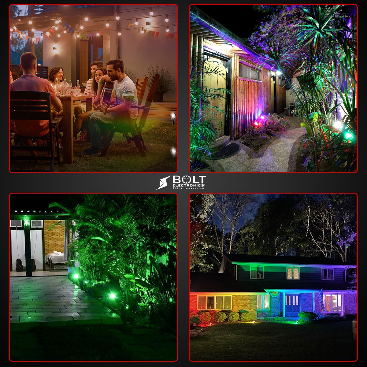 Bolt Electronics®️ RGB LED garden lighting Spike spot outdoor lamp 6 pieces