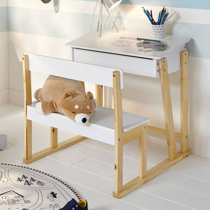 PLAYWALL Writing table - Children's desk with storage space - White desk