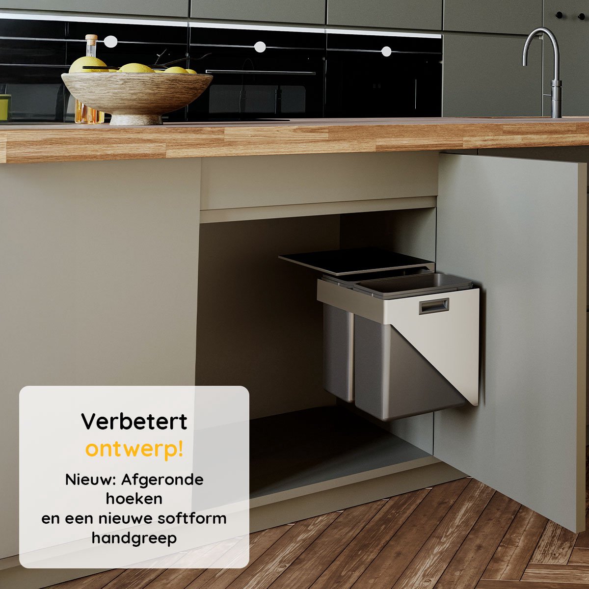 Eleganca Built-in waste bin - Built-in waste bin - Built-in waste bin - Built-in garbage bin - 2 x 20 liters - Waste bins for waste separation
