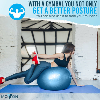 MOVON Anti Burst Gym Ball Yoga Ball Balance Ball 55 cm Blue