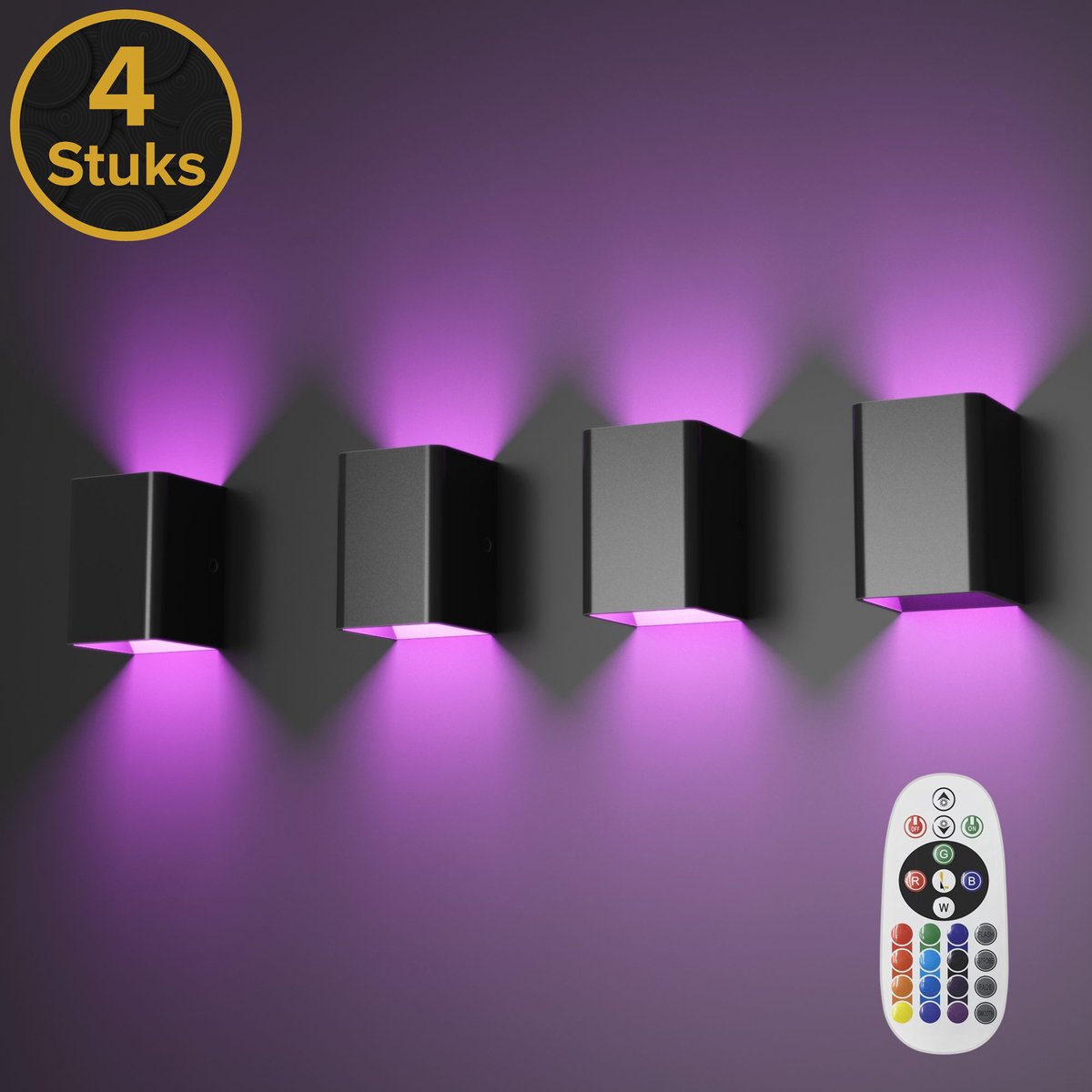 Realight RGB Applique dimmable 4 pièces Noir