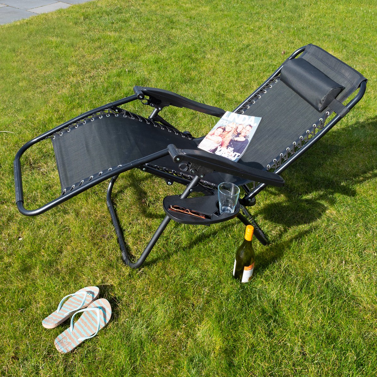 Eleganca Foldable Garden Chair Lounger Black