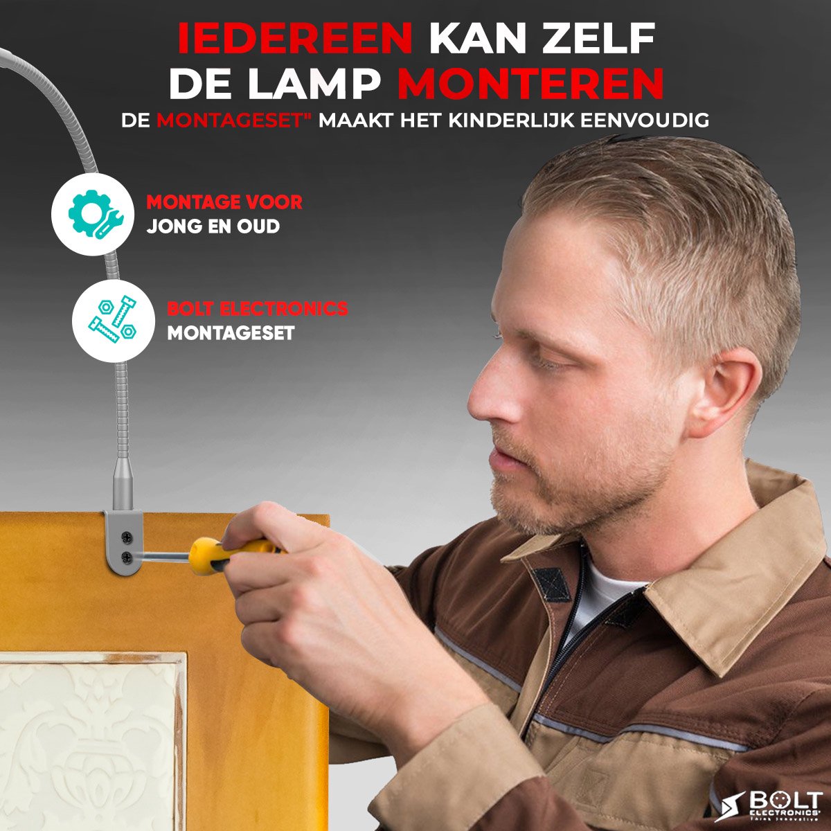Bolt Electronics® Lampe de chevet LED tête de lit dimmable 2 pièces Argent