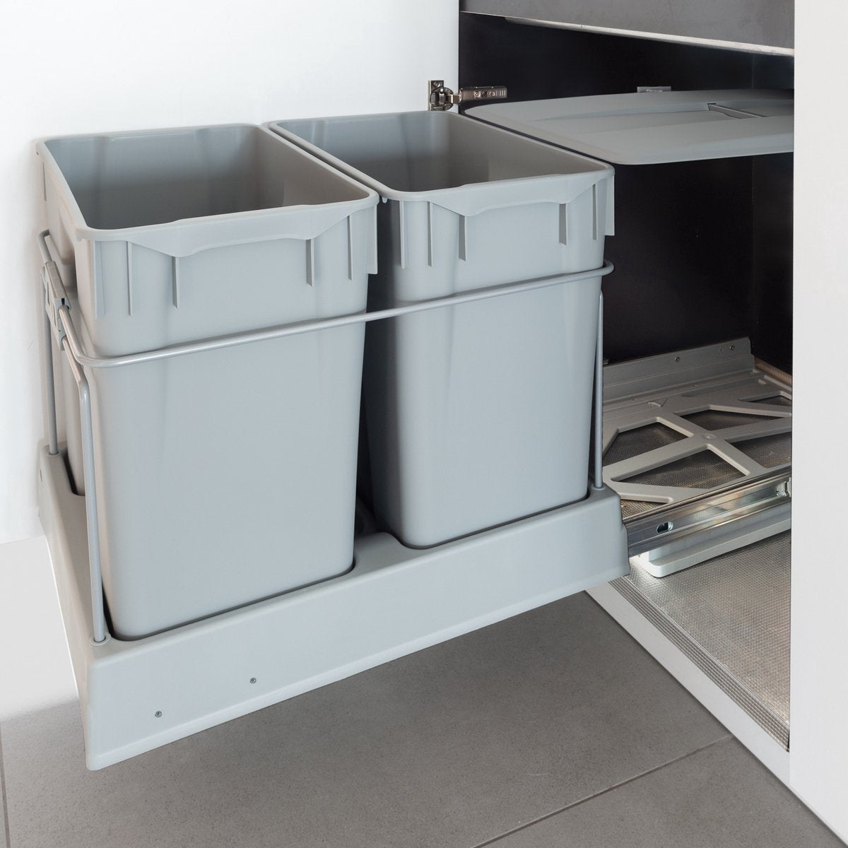 Eleganca Inbouw prullenbak - Inbouw afvalemmer - Inbouw afvalbak - Inbouw vuilnisbak - Prullenbakken afval scheiden - 2x30 Liter