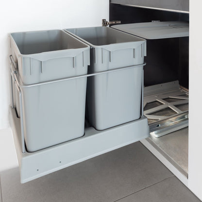 Eleganca Inbouw prullenbak - Inbouw afvalemmer - Inbouw afvalbak - Inbouw vuilnisbak - Prullenbakken afval scheiden - 2x30 Liter