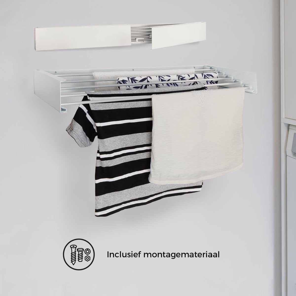 Milano Luxurious Wasrek inklapbaar - Wand wasrek - Wasrek muur - 80cm - Wit