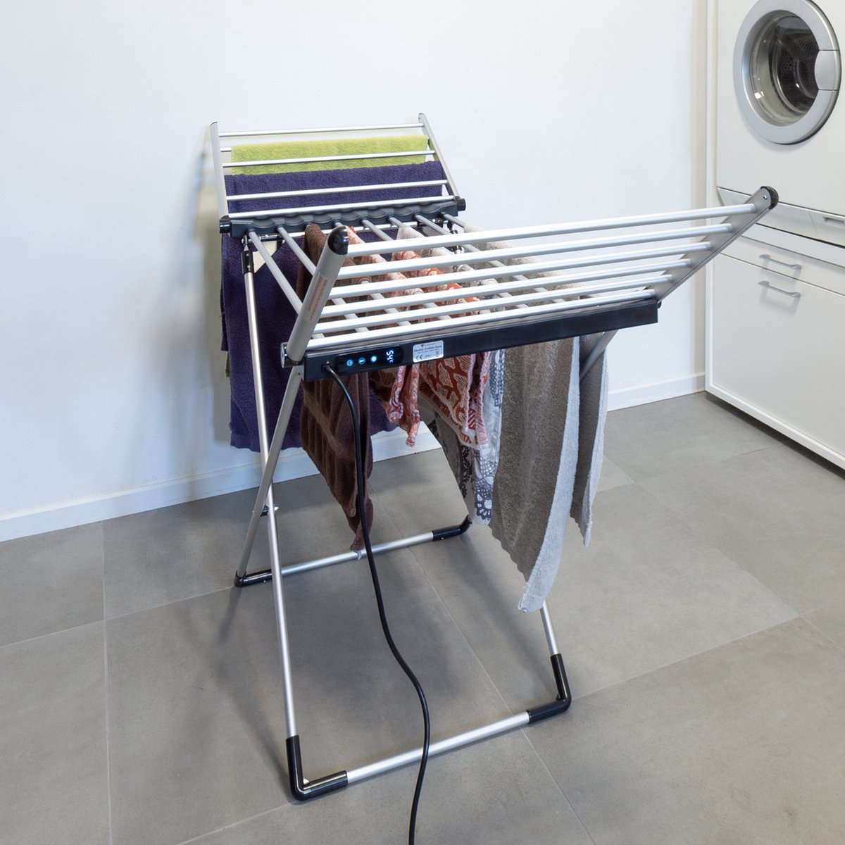 Eleganca Elektrisch droogrek - verwarmd - timer- 220V Zwart/Zilver