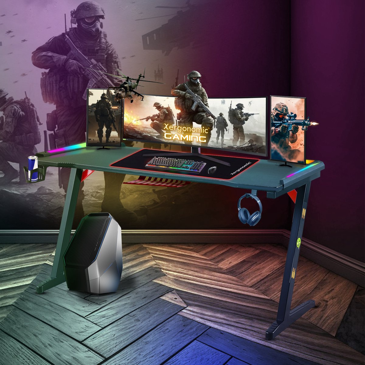 Xergonomic Hard2Kill Gaming Desk - Game Desk - Desk - Game Desk 140cm