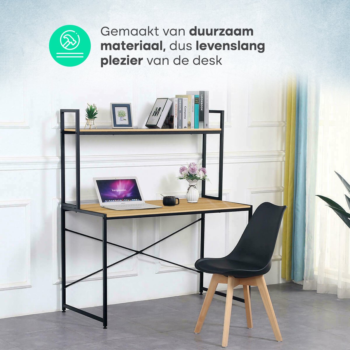 Xergonomic® Industrial desk with shelf