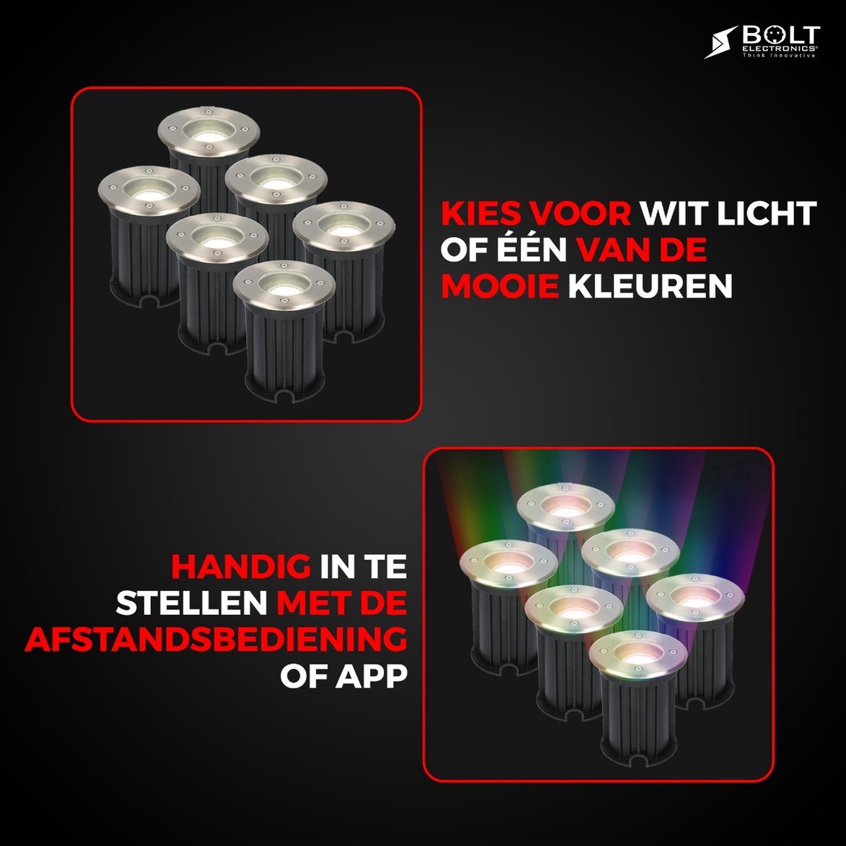 Bolt Electronics® RGB LED Grondspots met app bediening 9 stuks