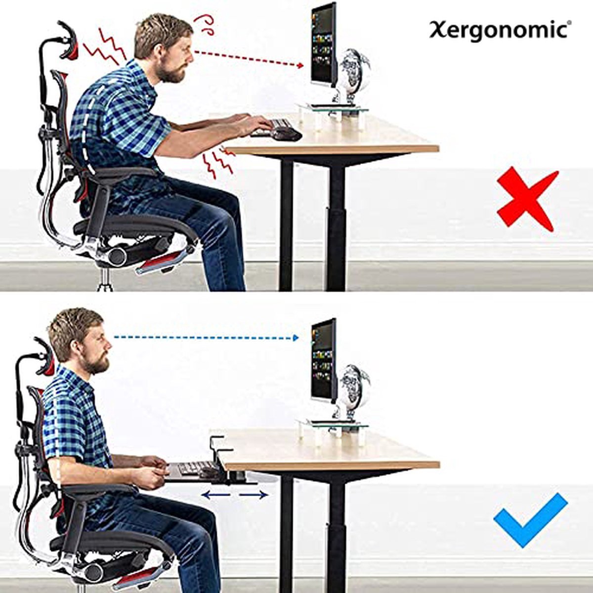 Xergonomic Toetsenbordlade Zwart