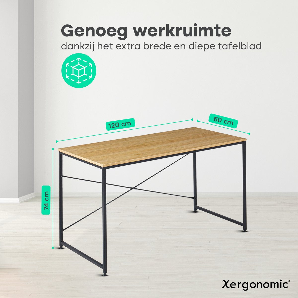 Xergonomic Industrieel bureau met versteviging 120x60 cm