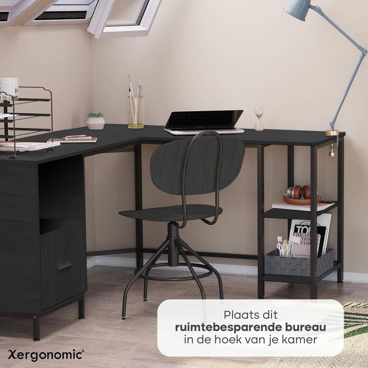 Xergonomic Hoekhoekbureau Zwart
