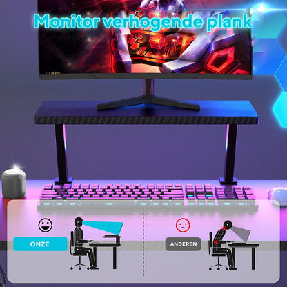 Xergonomic Game bureau - Gaming desk - Game tafel – Hoekbureau – 130 x 130 x 96.5 cm – Zwart