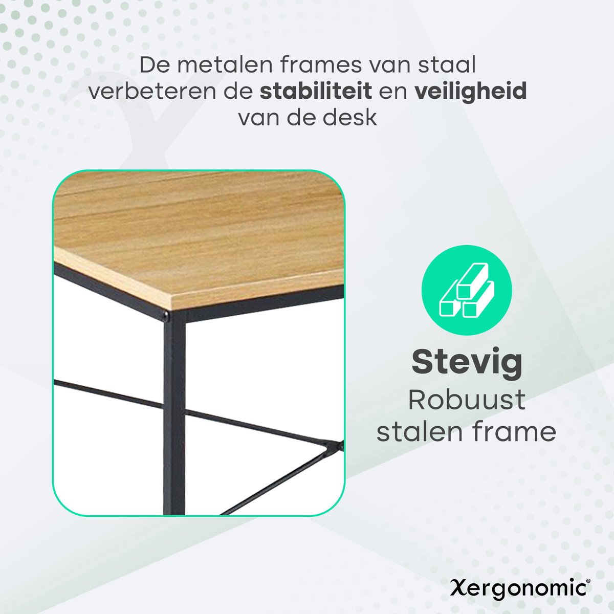 Xergonomic Industrieel bureau met versteviging 120x60 cm