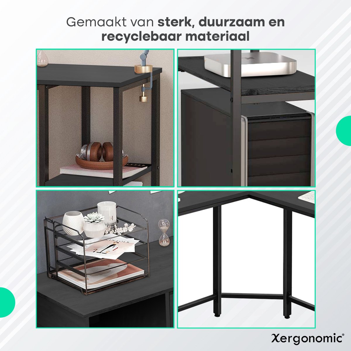 Xergonomic Hoekhoekbureau Zwart