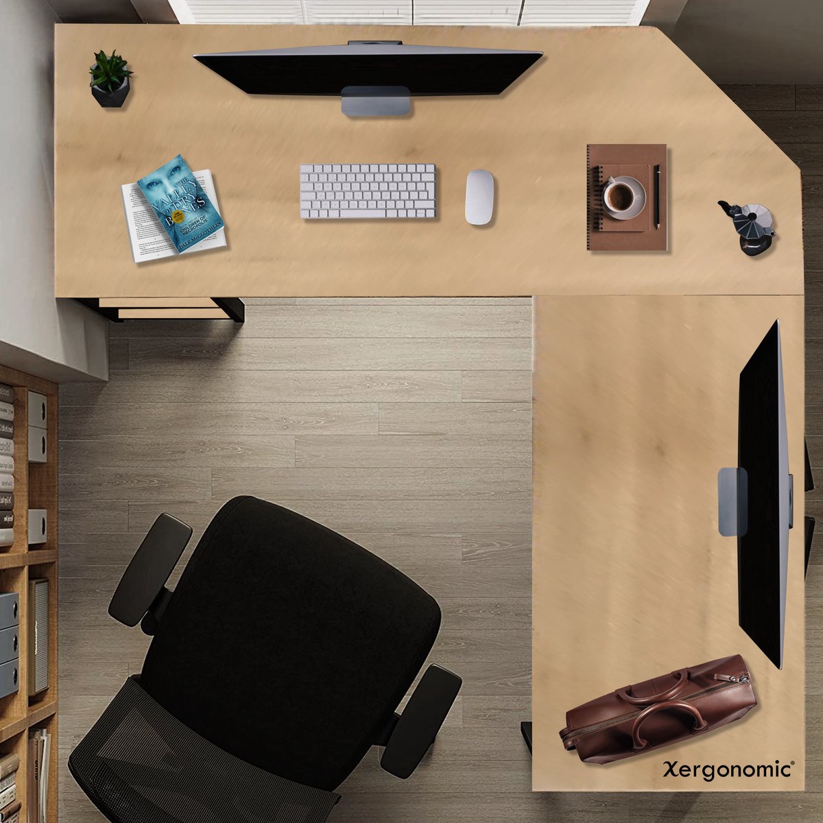 Xergonomic Corner Desk Black/Natural