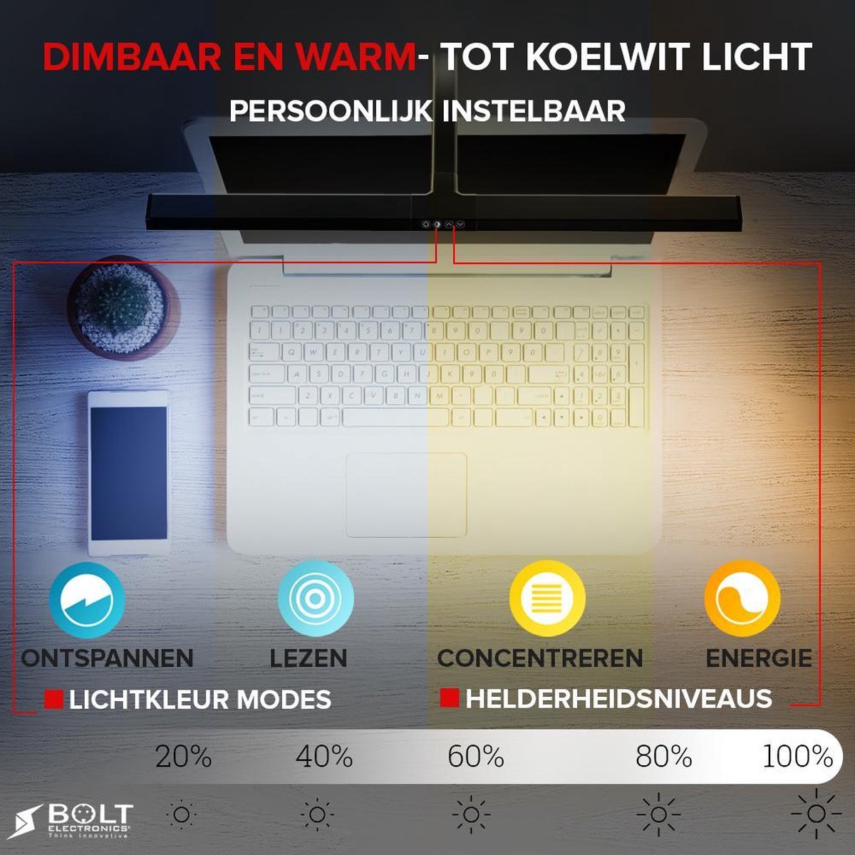 Bolt Electronics® BLIQ700B LED Bureaulamp met klem Zwart