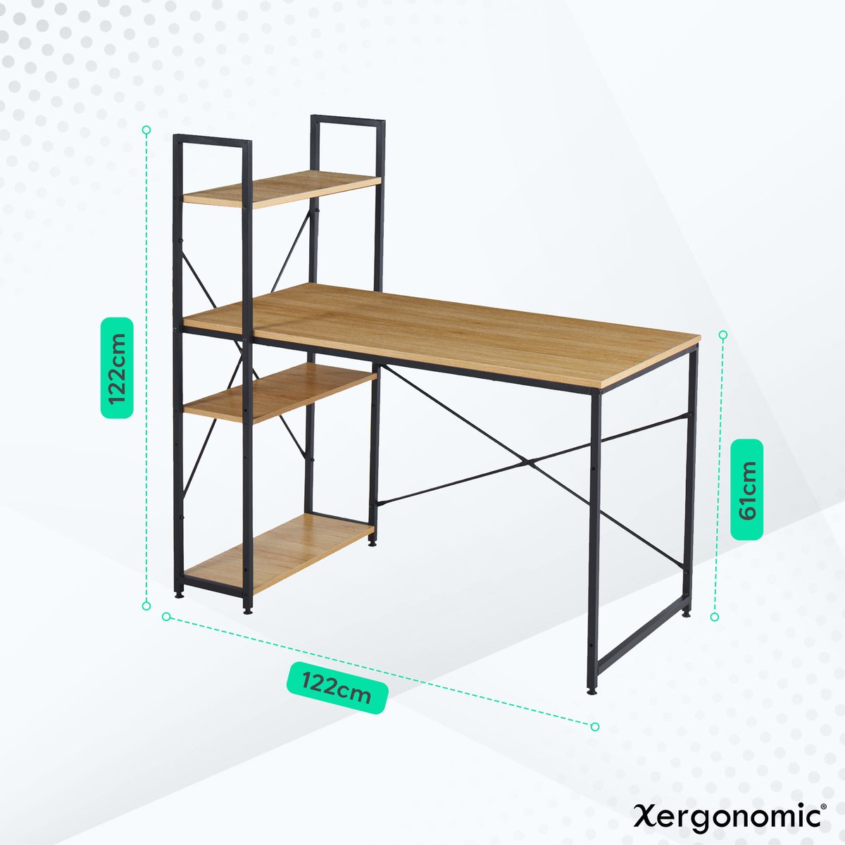 Xergonomic® Industrieel bureau met planken