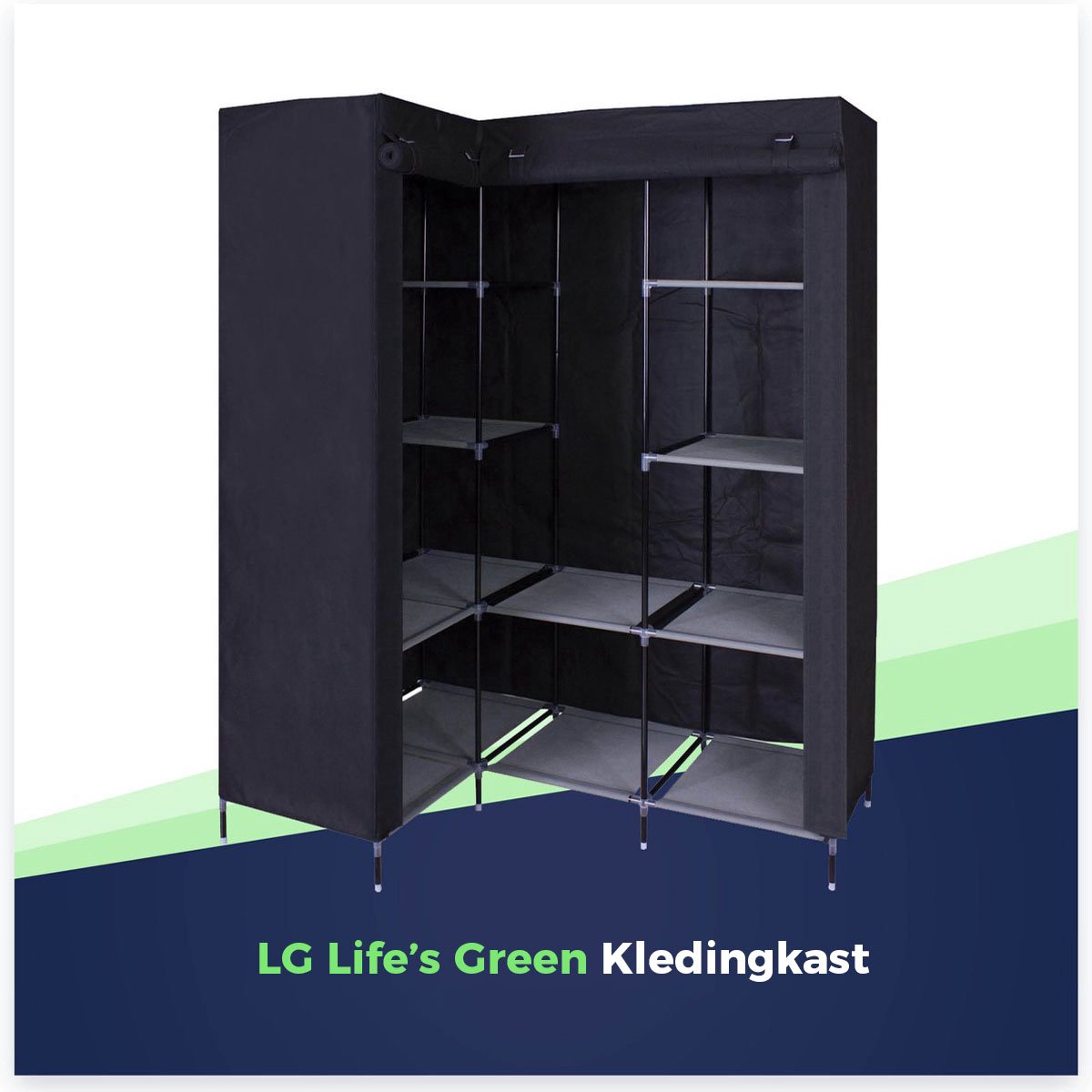 LG Life's Green HK1Z Opvouwbare hoek kledingkast Zwart