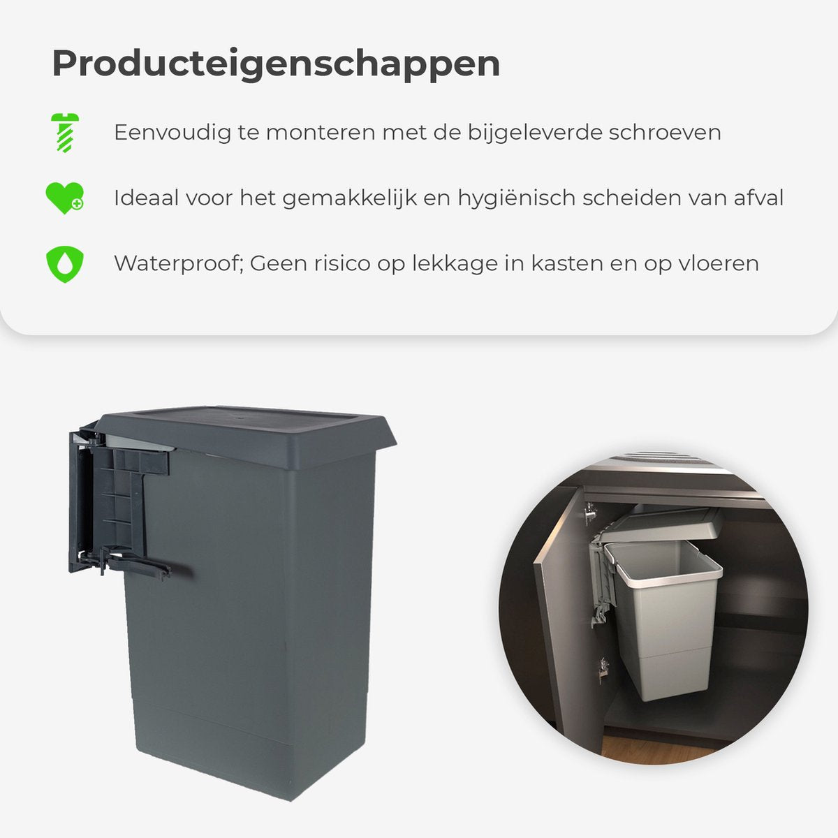 Eleganca Inbouwprullenbak 24 Liter