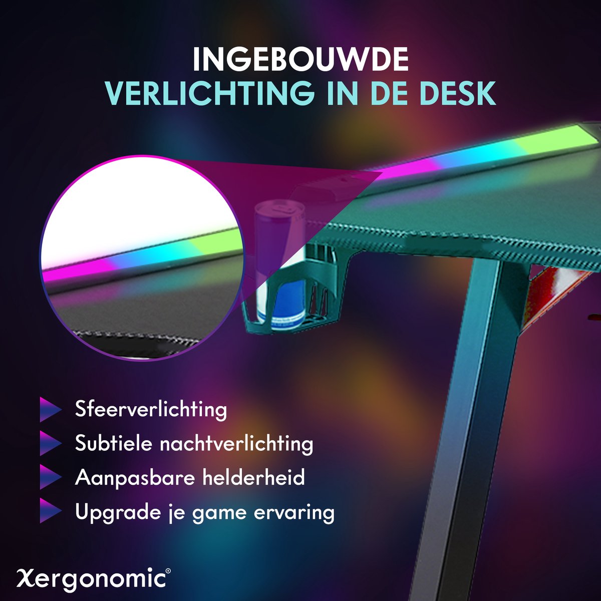 Xergonomic Hard2Kill Gaming Desk - Game Desk - Desk - Game Desk 140cm