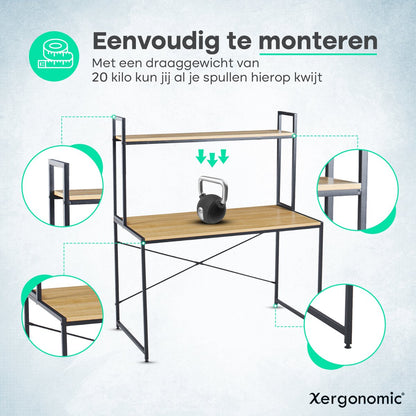 Xergonomic® Industrieel bureau met plank