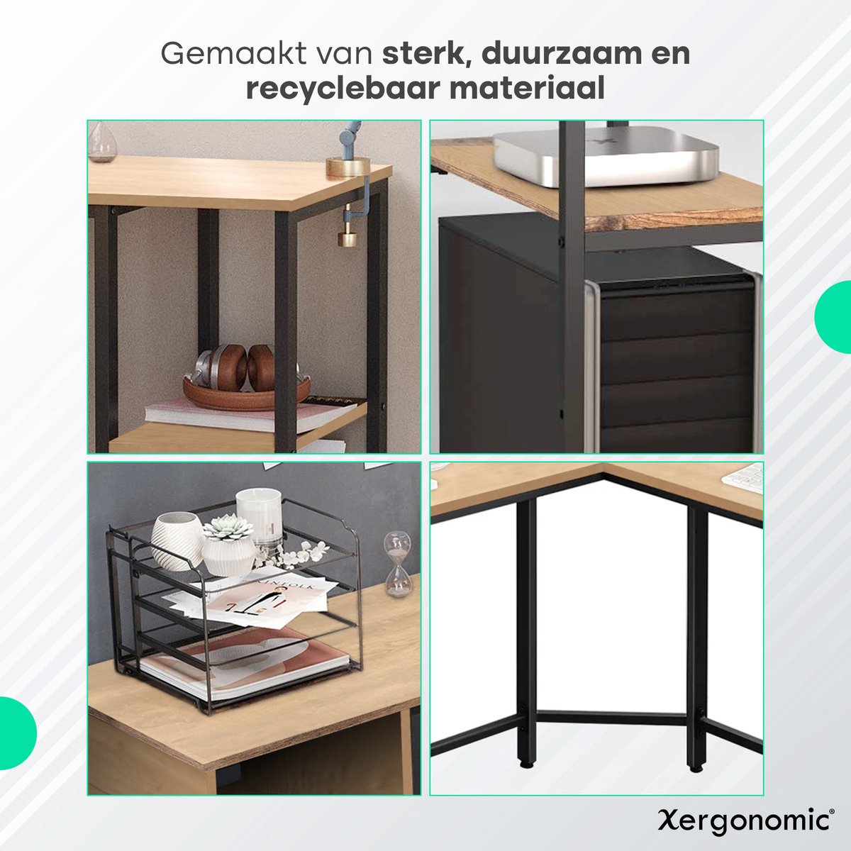 Xergonomic Hoekbureau Zwart/Naturel