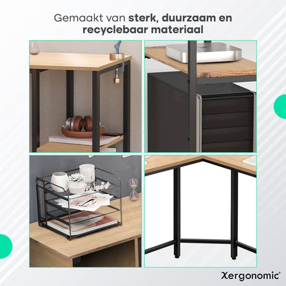 Xergonomic Hoekbureau Zwart/Naturel