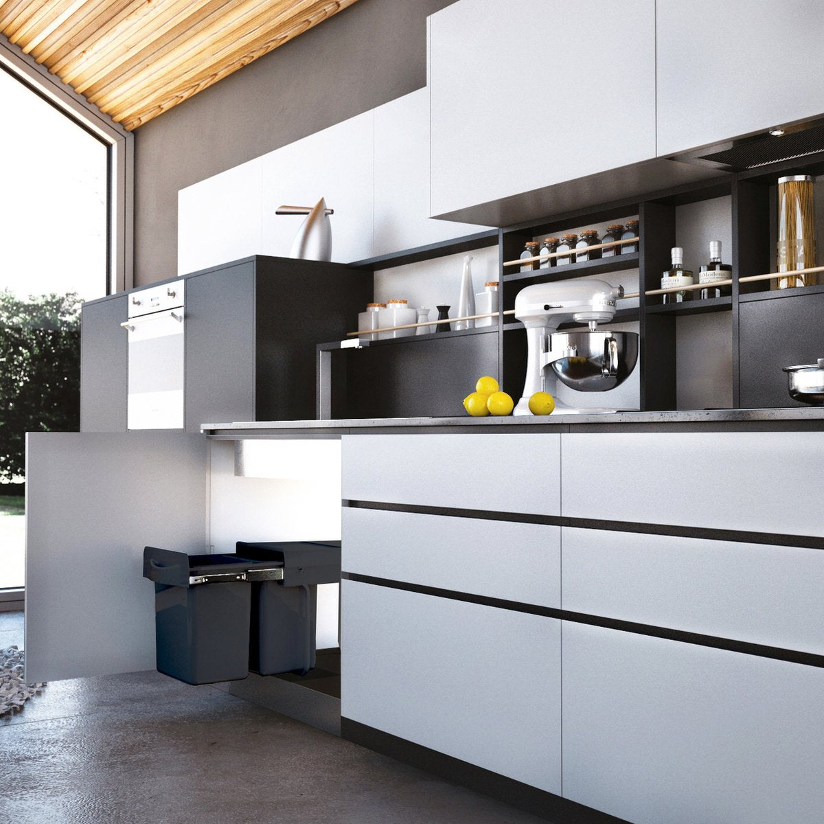 Eleganca Inbouw prullenbak - Inbouw afvalemmer - Inbouw afvalbak - Inbouw vuilnisbak - Prullenbakken afval scheiden - 2x20 Liter