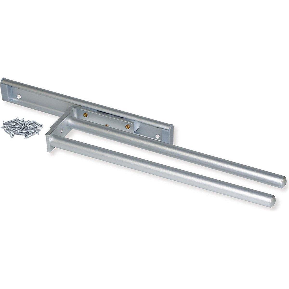 Eleganca Uittrekbaar aluminium handdoekrek 2 armen 44cm Zilver
