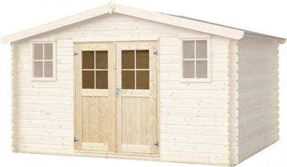 EASTWALL Double log cabin doors pine wood 171 x 180 cm Garden door including hinges and locks, Including frames