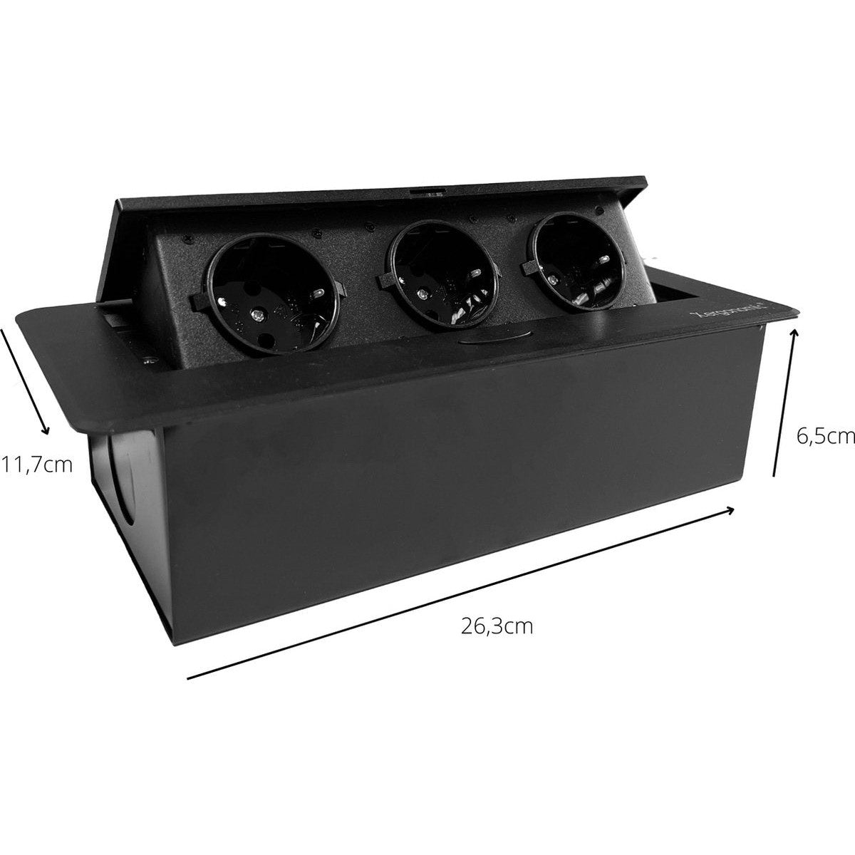 Xergonomic Built-in desk socket for 3 plugs Black