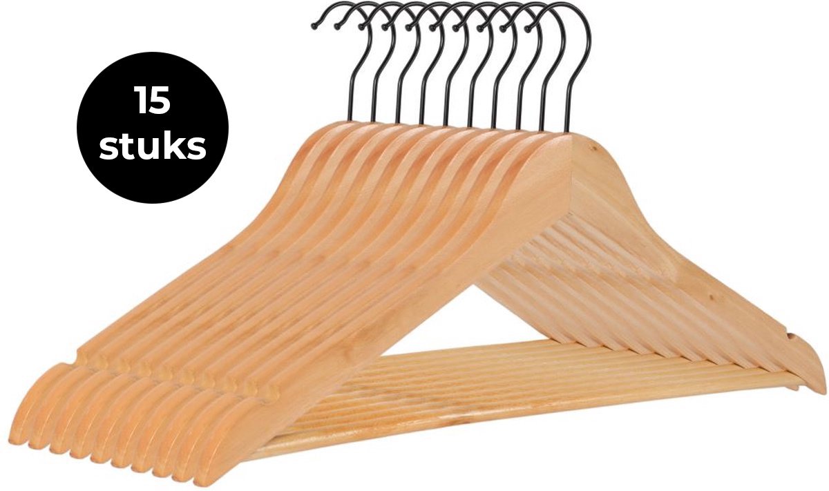 Eleganca Luxury clothes hangers 15 pieces Wood-colored 