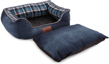 EASTWALL Lit pour chien aspect denim lit pour chat 54 x 42 x 16 cm