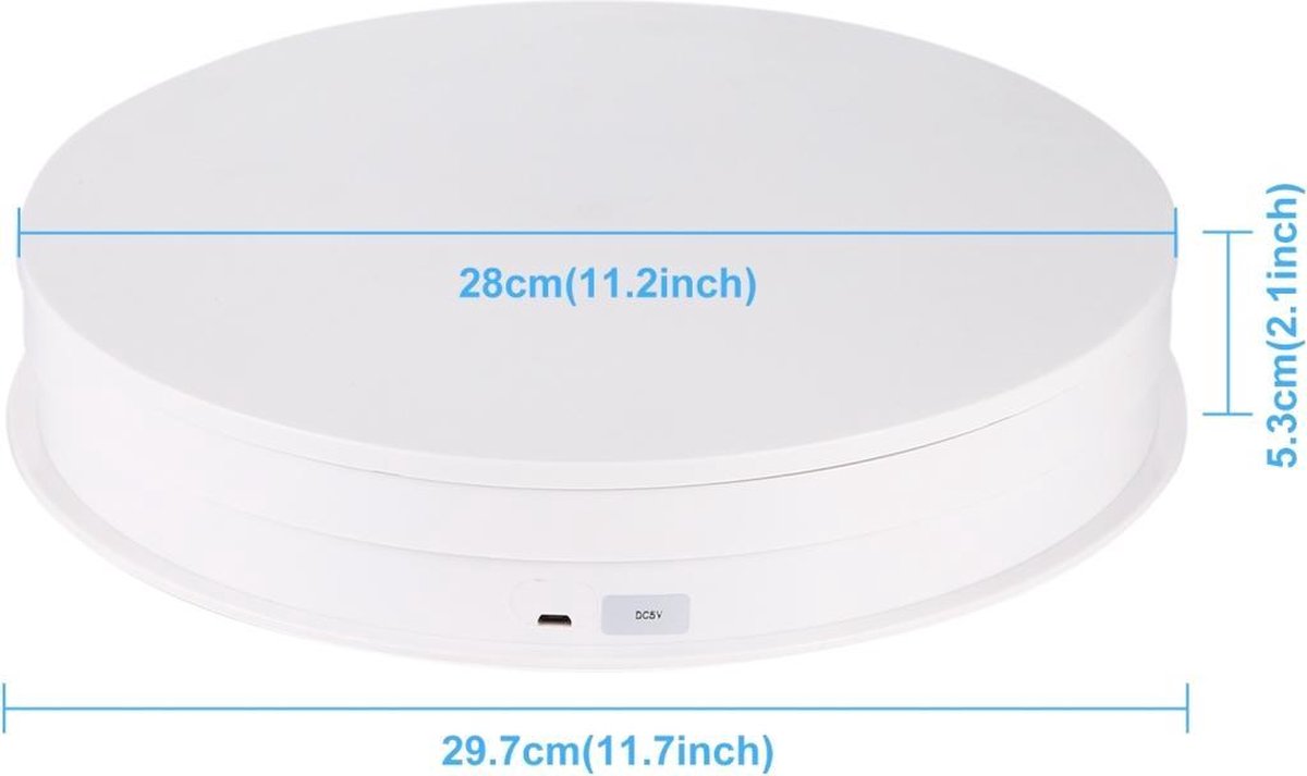 Puluz Elektrische draaiplateau voor fotostudio 30cm Wit