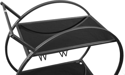 Eleganca Chariot de bar avec plateaux en verre noir Chariot de service à 2 niveaux Noir