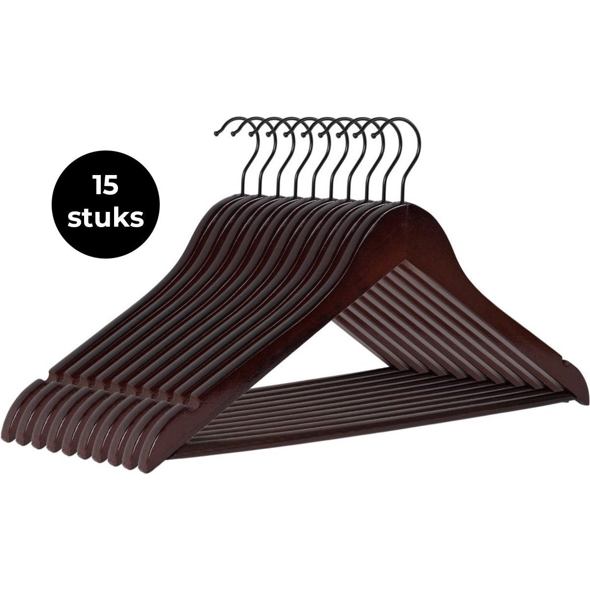 Eleganca Luxe kledinghangers 15 stuks Vintage bruin
