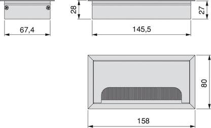 Eleganca Aluminium kabeldoorvoer voor bureau 16x8 cm Mat Zwart