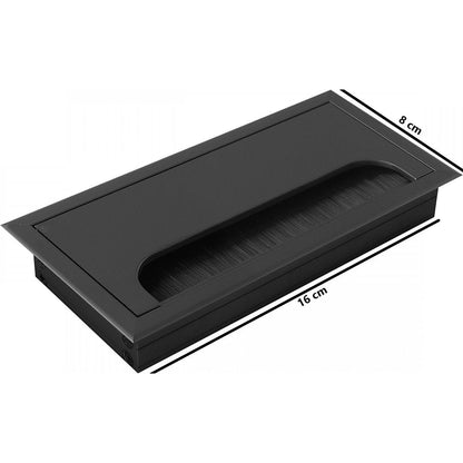 Eleganca Entrée de câble en aluminium pour bureau 16x8 cm Noir Mat