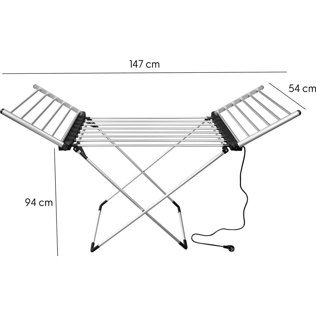 Eleganca Elektrisch droogrek - verwarmd - timer- 220V Zwart/Zilver